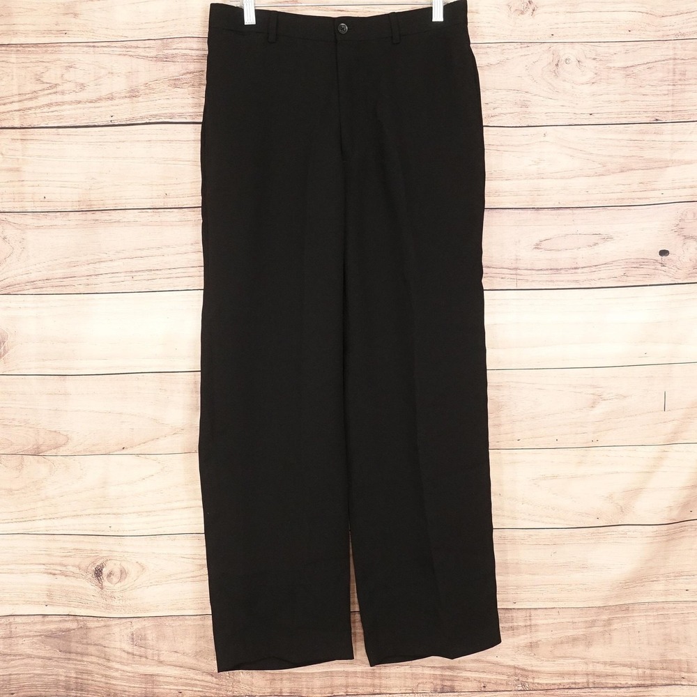 Claiborne Dress Pants Mens 32x30 Black Flat Front Straight Leg Business Casual
